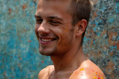 Paint Splat Fun - Colorful Happy Male Faces