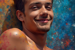 Paint Splat Fun - Colorful Happy Male Faces