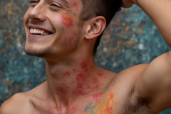 Paint Splat Fun - Colorful Happy Male Faces