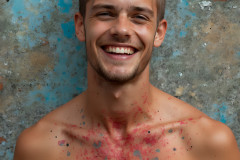 Paint Splat Fun - Colorful Happy Male Faces