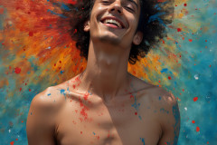Paint Splat Fun - Colorful Happy Male Faces
