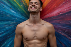 Paint Splat Fun - Colorful Happy Male Faces