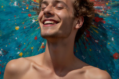 Paint Splat Fun - Colorful Happy Male Faces