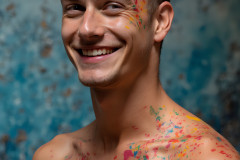 Paint Splat Fun - Colorful Happy Male Faces
