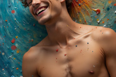 Paint Splat Fun - Colorful Happy Male Faces