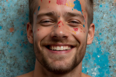 Paint Splat Fun - Colorful Happy Male Faces