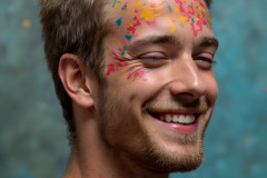 Paint Splat Fun - Colorful Happy Male Faces