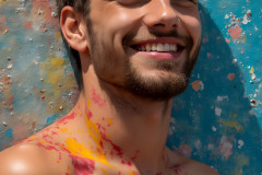 Paint Splat Fun - Colorful Happy Male Faces