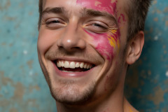Paint Splat Fun - Colorful Happy Male Faces