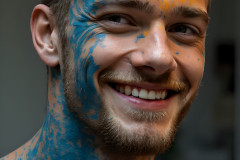 Paint Splat Fun - Colorful Happy Male Faces