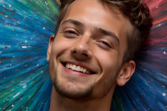 Paint Splat Fun - Colorful Happy Male Faces