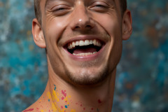 Paint Splat Fun - Colorful Happy Male Faces