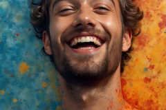 Paint Splat Fun - Colorful Happy Male Faces