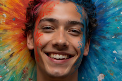 Paint Splat Fun - Colorful Happy Male Faces