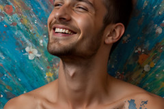 Paint Splat Fun - Colorful Happy Male Faces