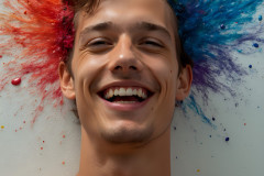 Paint Splat Fun - Colorful Happy Male Faces