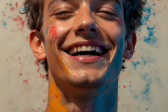 Paint Splat Fun - Colorful Happy Male Faces
