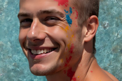 Paint Splat Fun - Colorful Happy Male Faces