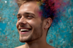 Paint Splat Fun - Colorful Happy Male Faces