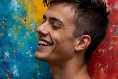 Paint Splat Fun - Colorful Happy Male Faces