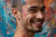 Paint Splat Fun - Colorful Happy Male Faces