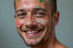 Paint Splat Fun - Colorful Happy Male Faces