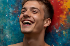 Paint Splat Fun - Colorful Happy Male Faces