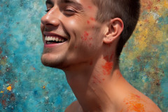 Paint Splat Fun - Colorful Happy Male Faces