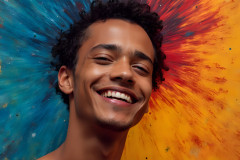 Paint Splat Fun - Colorful Happy Male Faces