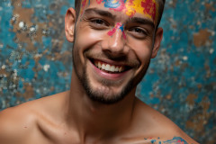 Paint Splat Fun - Colorful Happy Male Faces