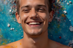 Paint Splat Fun - Colorful Happy Male Faces