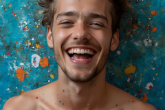 Paint Splat Fun - Colorful Happy Male Faces