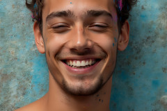 Paint Splat Fun - Colorful Happy Male Faces