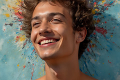 Paint Splat Fun - Colorful Happy Male Faces