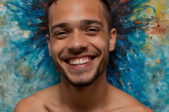 Paint Splat Fun - Colorful Happy Male Faces