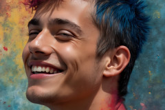 Paint Splat Fun - Colorful Happy Male Faces