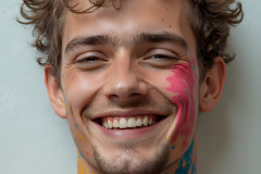 Paint Splat Fun - Colorful Happy Male Faces
