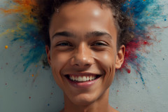 Paint Splat Fun - Colorful Happy Male Faces