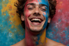 Paint Splat Fun - Colorful Happy Male Faces