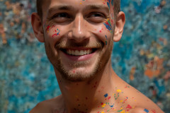 Paint Splat Fun - Colorful Happy Male Faces