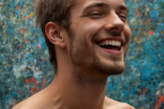 Paint Splat Fun - Colorful Happy Male Faces