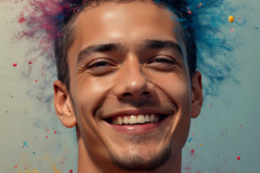 Paint Splat Fun - Colorful Happy Male Faces