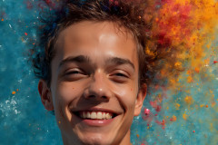 Paint Splat Fun - Colorful Happy Male Faces