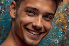 Paint Splat Fun - Colorful Happy Male Faces