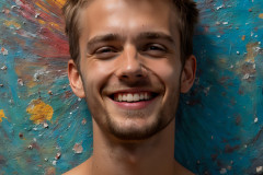 Paint Splat Fun - Colorful Happy Male Faces