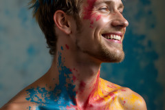Paint Splat Fun - Colorful Happy Male Faces