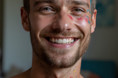 Paint Splat Fun - Colorful Happy Male Faces