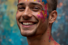 Paint Splat Fun - Colorful Happy Male Faces