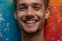 Paint Splat Fun - Colorful Happy Male Faces