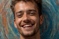 Paint Splat Fun - Colorful Happy Male Faces